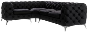Fekete bársony sarokkanapé (bal oldali-L alakú) Chelsea – Ropez