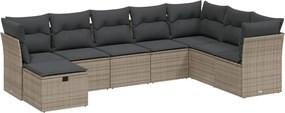 vidaXL 8 részes szürke polyrattan kerti ülőgarnitúra párnákkal
