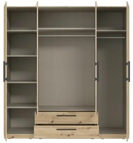 MARO gardróbszekrény tükörrel 200x213 cm artisan tölgy