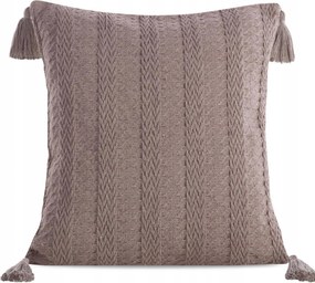 BOHO/8 díszpárnahuzat rojtokkal 45x45 barna