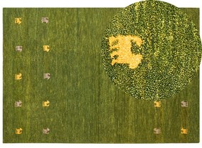 Zöld gabbeh gyapjúszőnyeg 160 x 230 cm YULAFI Beliani