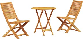 vidaXL Összecsukható Bistro Szett 3 pcs Barna Tömör Akácfa