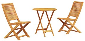 vidaXL Összecsukható Bistro Szett 3 pcs Barna Tömör Akácfa