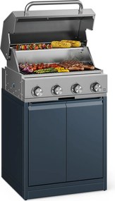 Klarstein WaldChef kerti konyha | Gázgrill | 4 égő | 30 mbar | 12800 W | Öntöttvas rács | Rozsdamentes acél