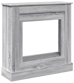 szürke sonoma színű szerelt fa kandallóburkolat 90 x 30 x 90 cm