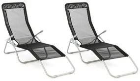 GARTHEN Kerti nyugágy 2 db fekete szövetből összecsukható