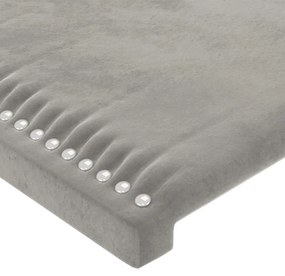 világosszürke bársony LED-es fejtámla 83x16x118/128 cm