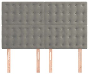 4 db világosszürke bársony fejtámla 72 x 5 x 78/88 cm