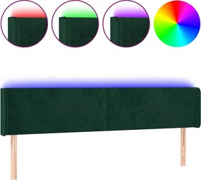 vidaXL sötétzöld bársony LED-es fejtámla 183 x 16 x 78/88 cm