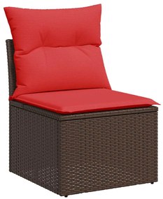 vidaXL 7 részes barna polyrattan akácfa kerti ülőgarnitúra párnákkal