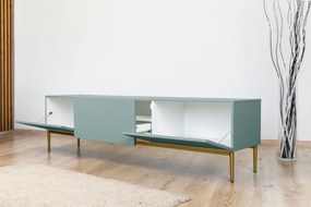 Nicole 200 cm-es TV-szekrény - zsálya MDF/ arany lábak