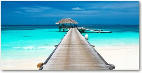 Fotó kép edzett üveg Fa móló 140x70