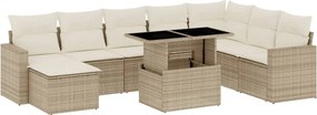 vidaXL 9 részes bézs polyrattan kerti ülőgarnitúra párnákkal