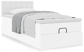 fehér műbőr ottomán ágy matraccal 100x200cm