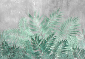 Fotótapéta Levelek Beton Dzsungel Zöld Tapéta Hálószoba Nappali 254x184