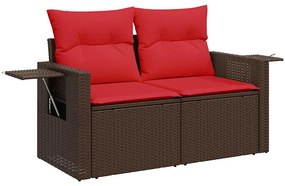vidaXL 11 részes barna polyrattan akácfa kerti ülőgarnitúra párnákkal