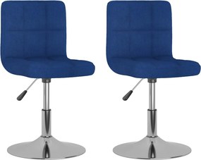 vidaXL 2 db kék szövetborítású forgó étkezőszék