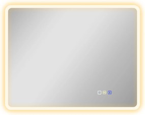 HOMCOM Bluetooth Fürdőszobai Tükör 70 x 90 cm, Fali LED Fürdőszobai Tükör Érintőkapcsolóval, 3 színben Állítható Fény, Páramentesítő, Memória - Ezüst