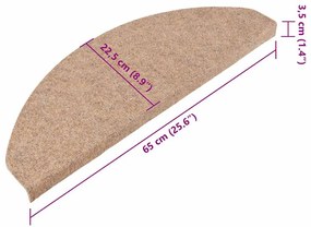 15 db bézs öntapadó lépcsőszőnyeg 65x22,5x3,5 cm