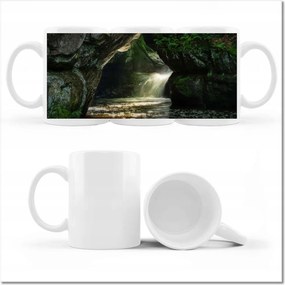 Bögre fényképpel Hegyek Sziklák Vízesés