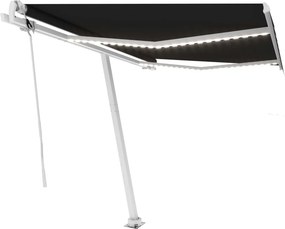 vidaXL antracitszürke szélérzékelős és LED-es napellenző 300 x 250 cm