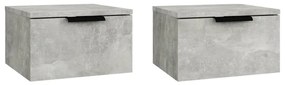 2 db betonszürke falra szerelhető éjjeliszekrény 34x30x20 cm