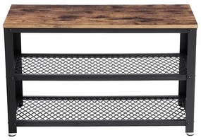 Vasagle INDY előszobai pad cipőtartóval, 73x30x45cm, barna/fekete