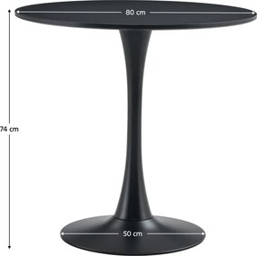 Étkezőasztal, fekete, átmérő 80 cm, REVENTON NEW