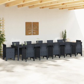 Kerti Asztal Antracit 400x100x73 cm Poly Rattan, Kerti Asztal Antracit 250x100x73 cm Poly Rattan, Kerti Asztal Antracit 150x100x73 cm Poly Rattan