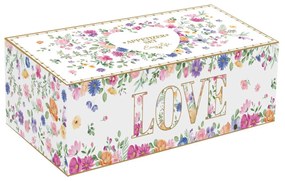Virág mintás porcelán dupla szív alakú tálka LOVE díszdobozban Easy Life Mon Amour
