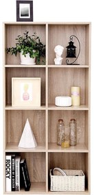 8 kockás tároló könyvespolc, szabadon álló könyvespolc, tölgy