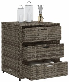 szürke polyrattan kerti tárolószekrény 55 x 59 x 69 cm