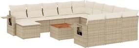 vidaXL 13 részes bézs polyrattan kerti ülőgarnitúra párnákkal