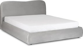 Ágy 160x200 cm méretben, ágyneműtartóval, szürke színben, velúr kárpittal BRISTOL