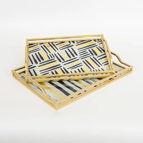 KÉSZLET 2x Dekoratív tálca 40x30/35x25 cm arany