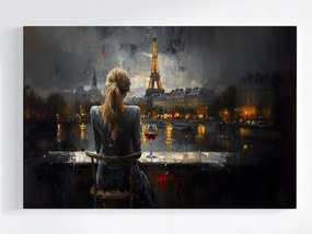 Poszter Nő Párizs Eiffel-torony Este Bor 120x80