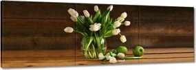 Vászonkép 150x50 Fehér tulipánok vázában