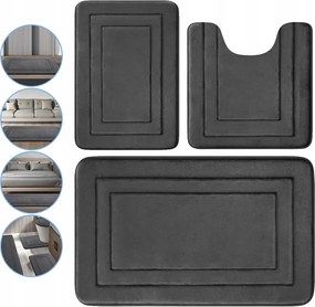 3db Fürdőszobaszőnyeg Szett Csúszásgátló Puha Vastagság