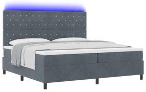 Felfújhatos Ágy Matrac és LED Sötétszürke 200x200 cm Bársony