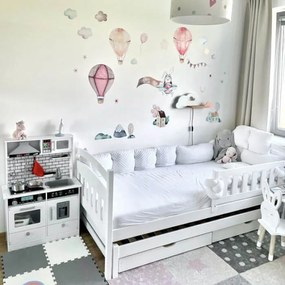 INSPIO Falmatrica gyerekszobába - Rózsaszín hőlégballon matrica névvel gyerekszobába
