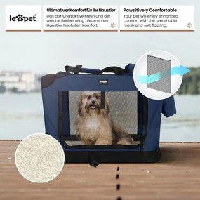 Leopet® Szállító doboz kutyáknak M 60 x 42 x 42 cm kék