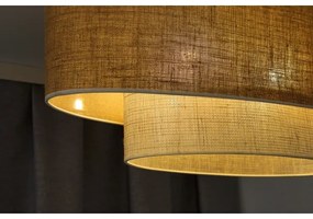 Duolla - Csillár zsinóron DOUBLE OVAL YUTE 2xE27/15W/230V barna/krémes