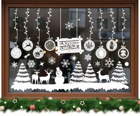 Karácsonyi Matricák Statikus Díszek Ablak Hópelyhek Ünnepek