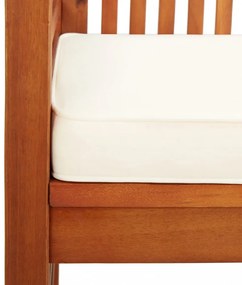 háromszemélyes tömör akácfa kerti pad párnával 150 cm