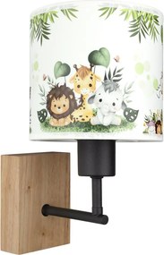 BRILAGI - Fali lámpa BOBO WOOD 1xE27/25W/230V tölgy/fekete/fehér/zöld/dzsungel