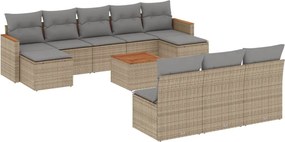 vidaXL 11részes vegyes bézs polyrattan kerti ülőgarnitúra párnákkal