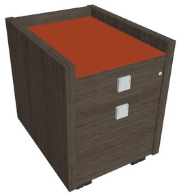 Verno mobil konténer 47 x 60 cm üveggel, 2 fiók, antracit tölgy / narancs