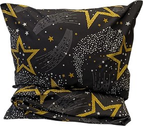 Star fekete pamut ágyneműhuzat 200x140cm+90x70cm TiaHome