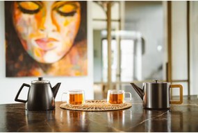 Szürke rozsdamentes acél teáskanna szűrővel 1,1 l Duet Narvik – Bredemeijer