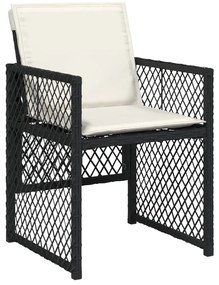 5 darabos Kerti Étkezőgarnitúra Párnákkal Fekete Poly Rattan